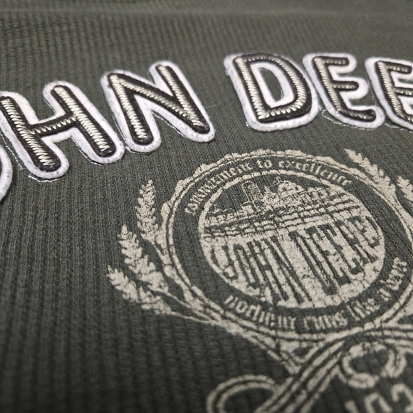 John Deere tractor company waffle weave thermal shirt Dark Green Logo 2X XXL - Picture 2 of 3